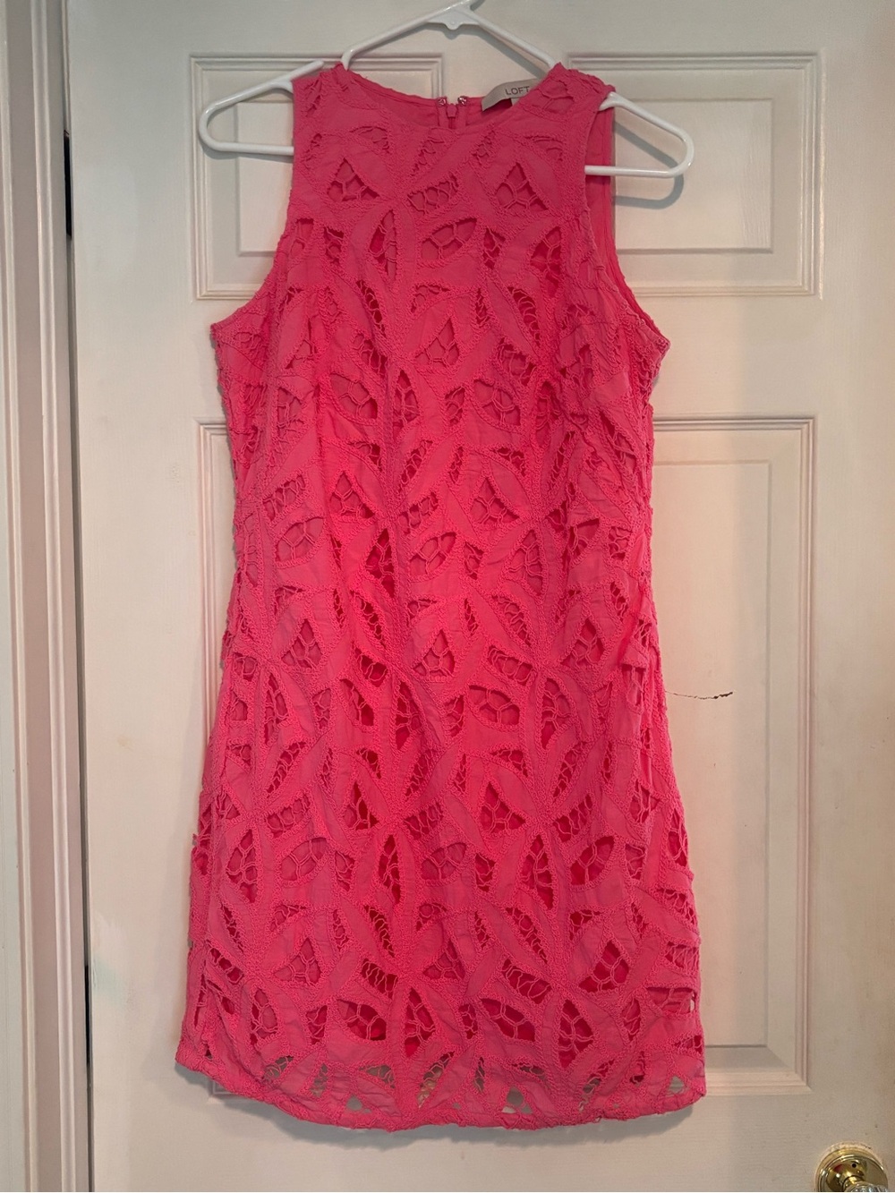 LOFT Hot Pink Lace Shift Dress - Sleeveless